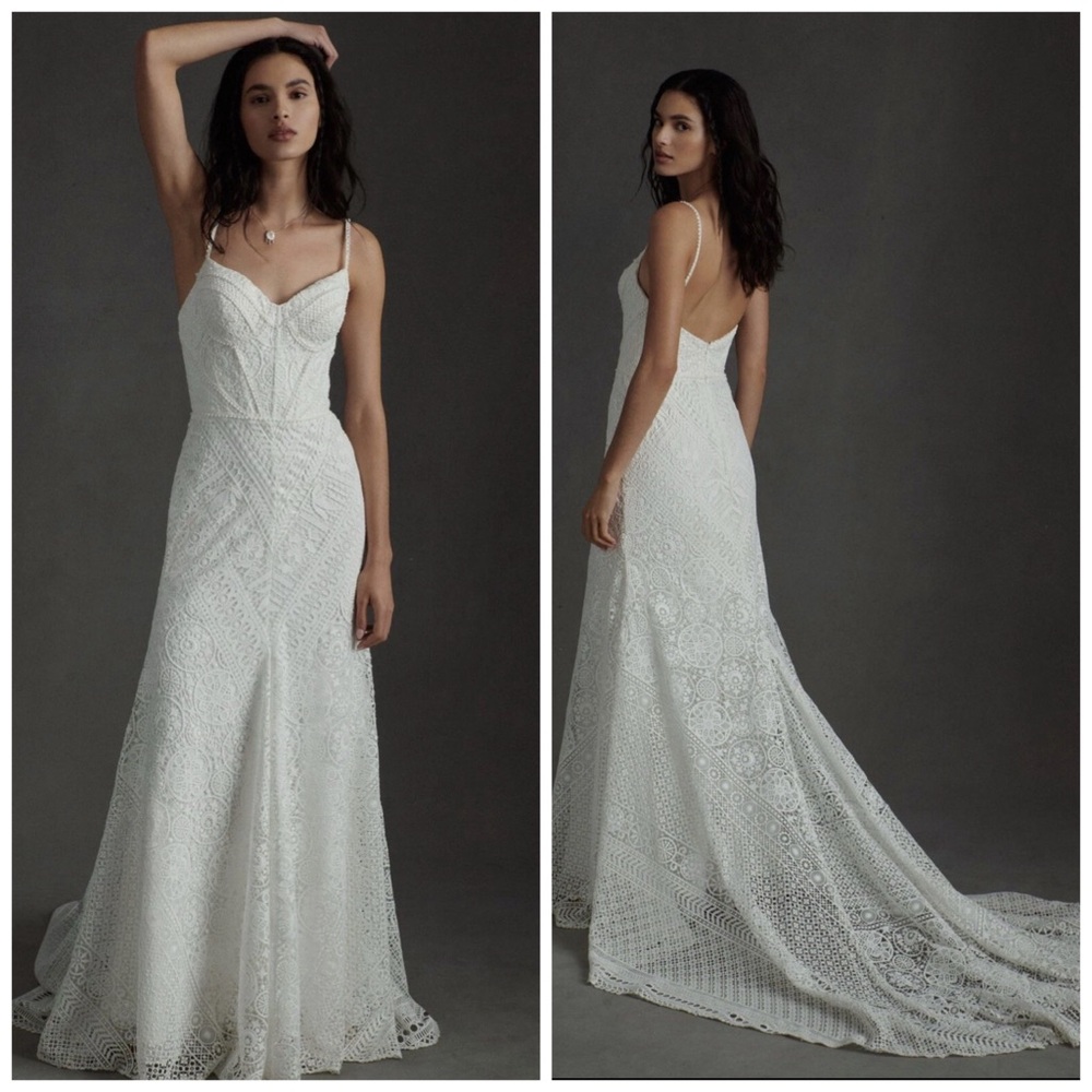 NWOT‎ Anthropologie BHLDN Rish Anna Wedding Gown Maxi Lace Sz 2 Bridal